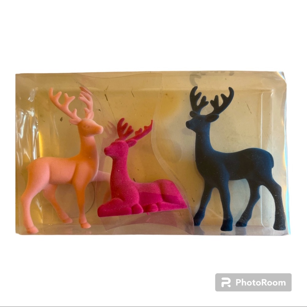 Target Bullseye Playground Flocked Reindeer Set NWT 3 pcs